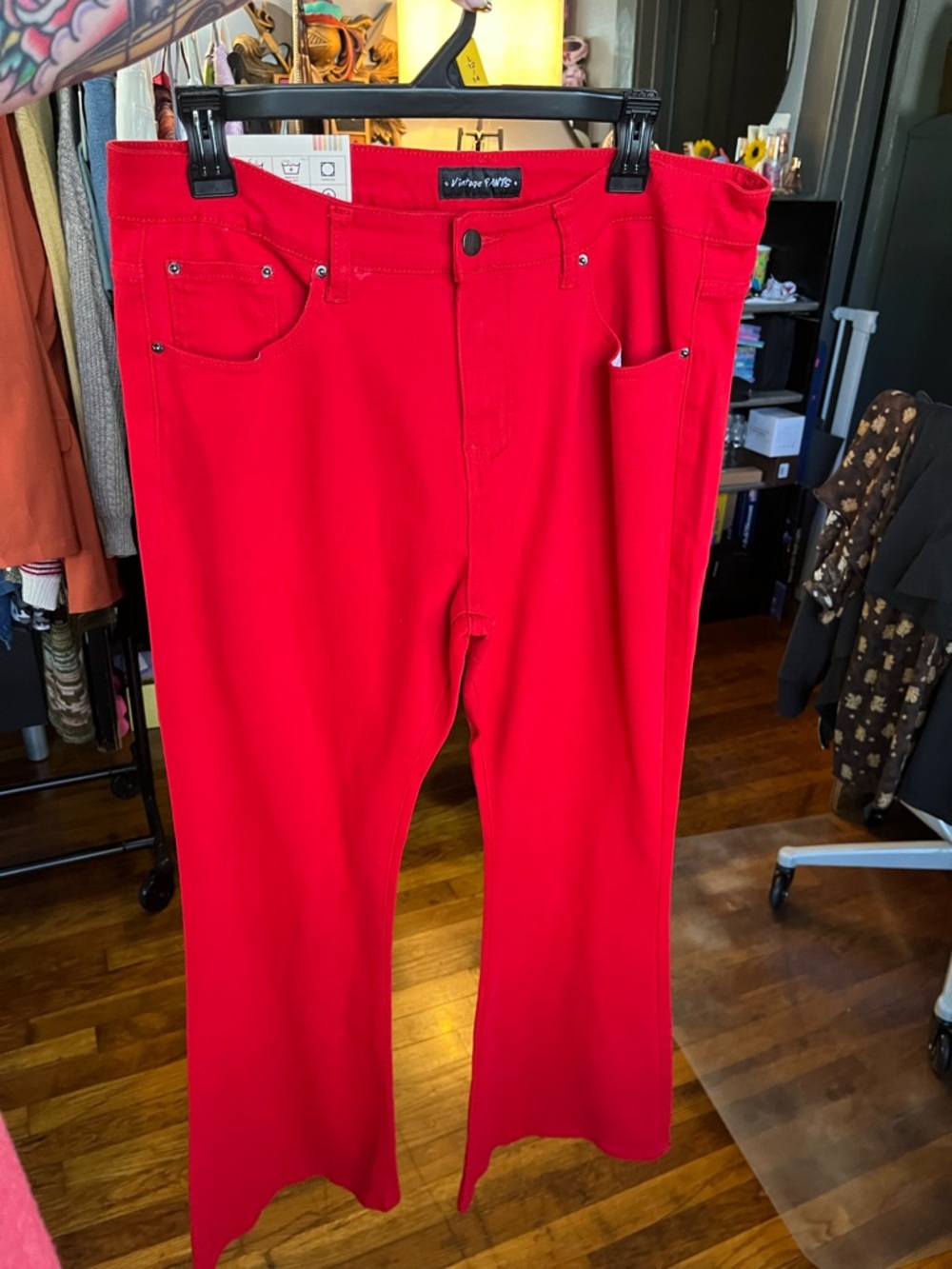 NWT Women’s Large Vibrant Red Bell Bottom Jeans - Classic Fit